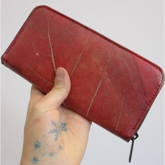 Teakleaf Zip Surround Red Large Wallet Vegan